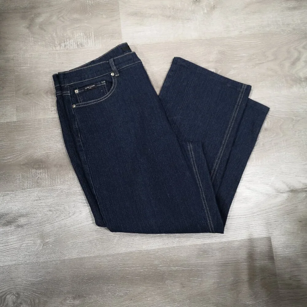 Simon Chang Denim Ladies Size 16 Dark Wash Straight Leg Blue Jeans - Picture 7 of 13